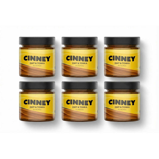 CINNEY Honig mit Zimt und Tonka – 250g 6er Aktions-Set